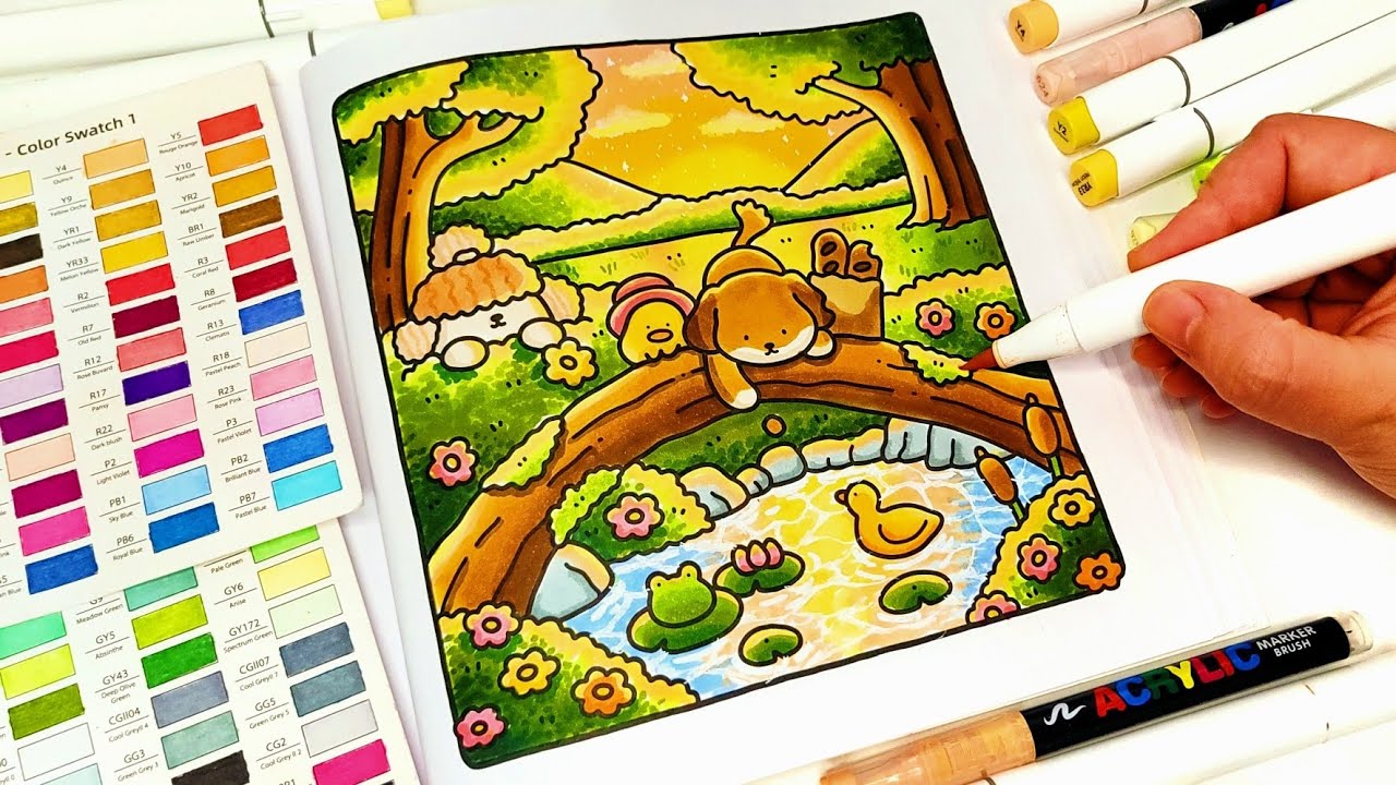 Color With Me (ASMR) | Cozy Cuties Coco Wyo Coloring Book | Using Ohuhu Markers