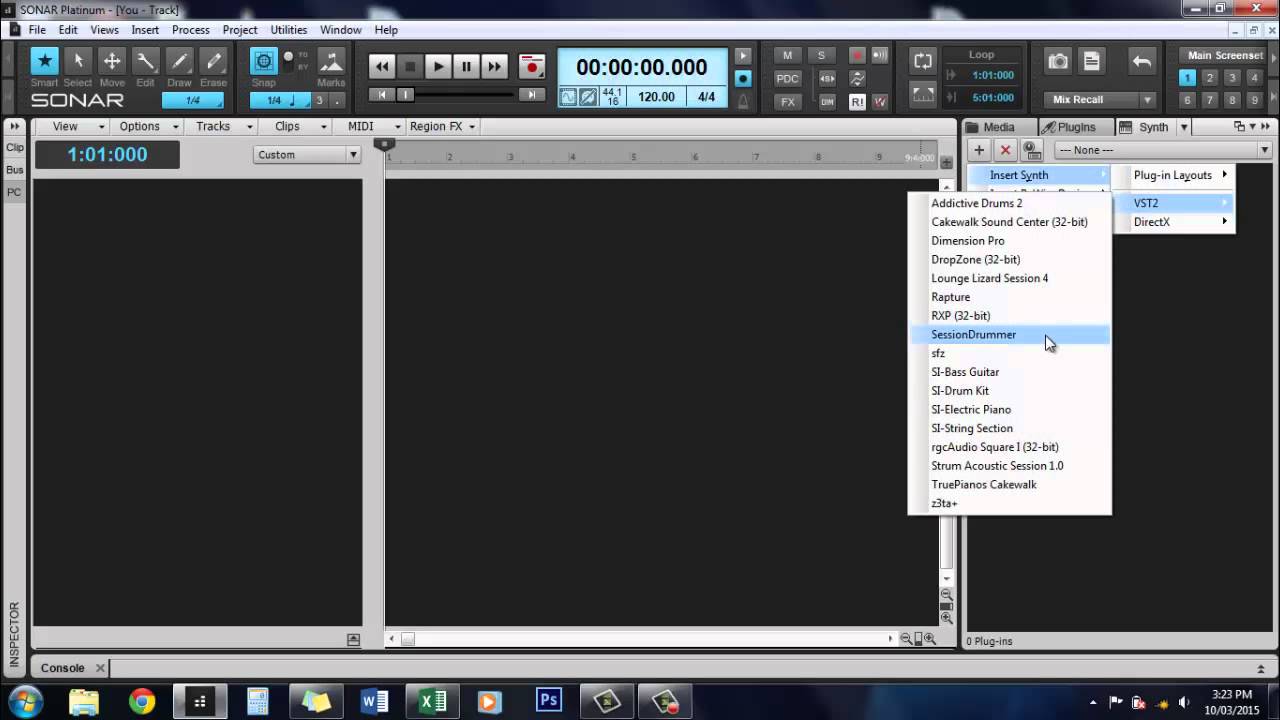Sonar Platinum: How to insert a synth