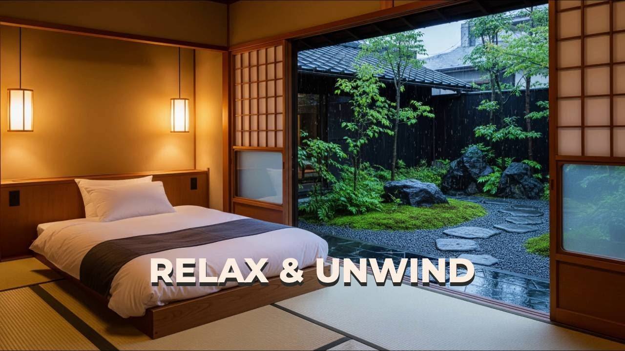 🔴 Emotionally Soothing Japanese Rain Night at a Lantern-Lit Forest Inn for Relaxation 🏮🌲