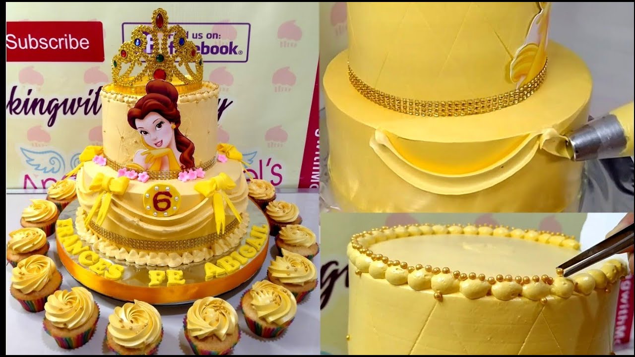 Princess Belle Cake || disney princess birthday theme cake || boiled icing