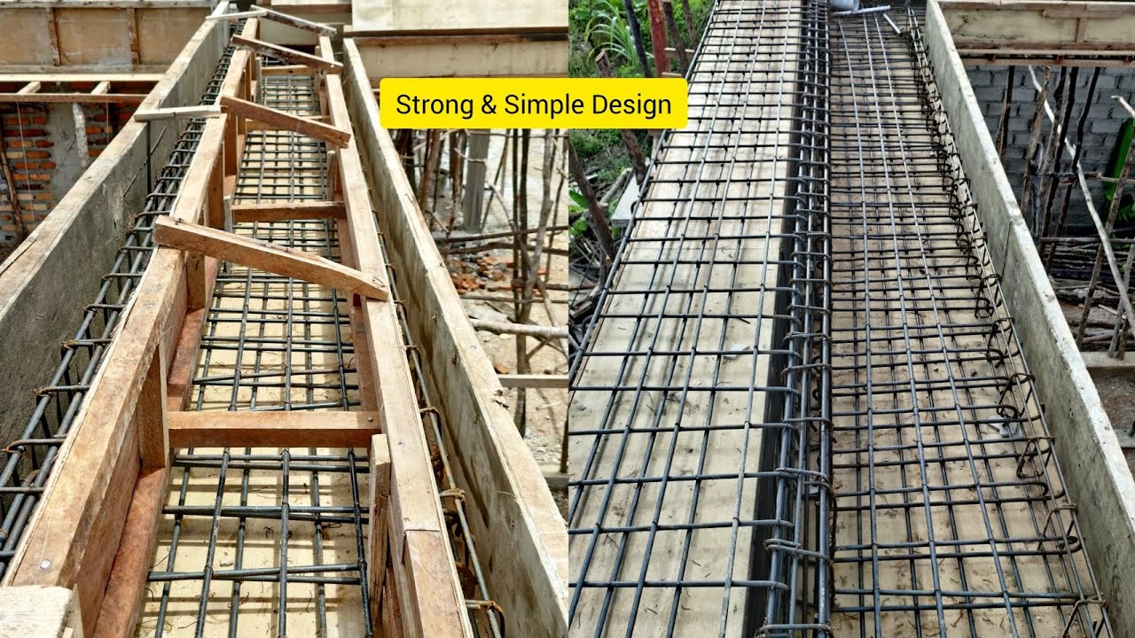 How to Design and Build a Concrete Rain Gutter and Floor Slab Reinforcement | Simple DIY Guide
