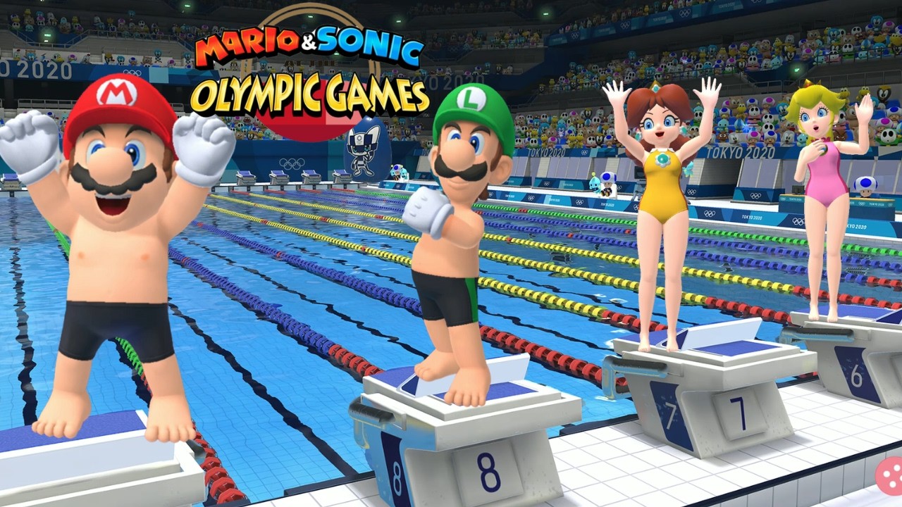 Swimming 100m (Gameplay) Mario & Sonic At The Olympic Games Tokyo 2020 Mario +++ Tails Sonic Switch