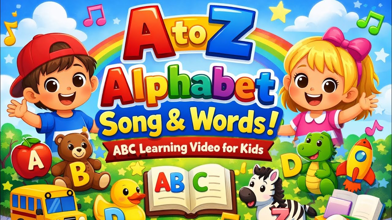 A to Z Alphabet Song & Words | ABC Learning Video for Kids
