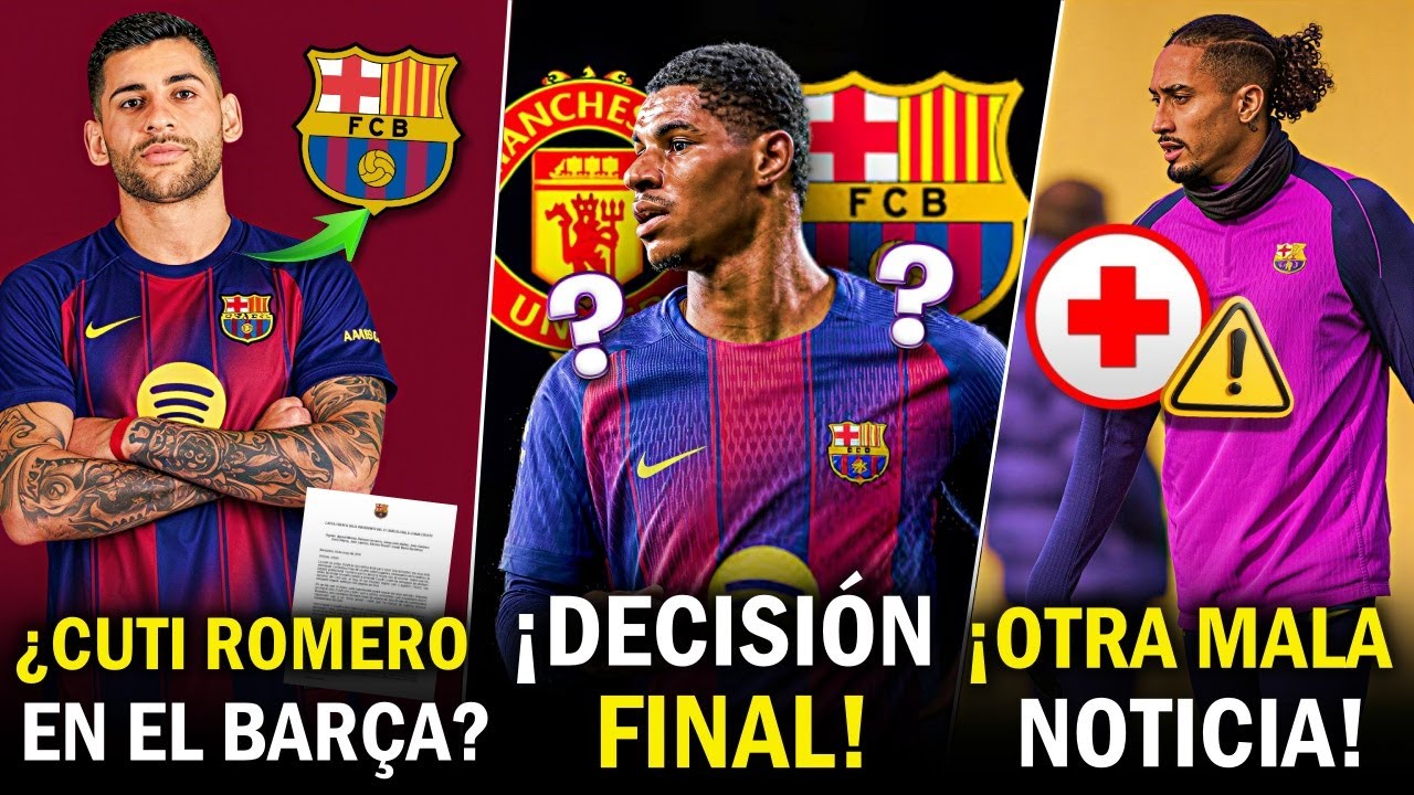 🚨¡CUTI ROMERO EN EL BARÇA! ¡EL FUTURO DE RASHFORD! ¡RAPHINHA PREOCUPA! ¡NOTICIAS DEL BARCELONA!