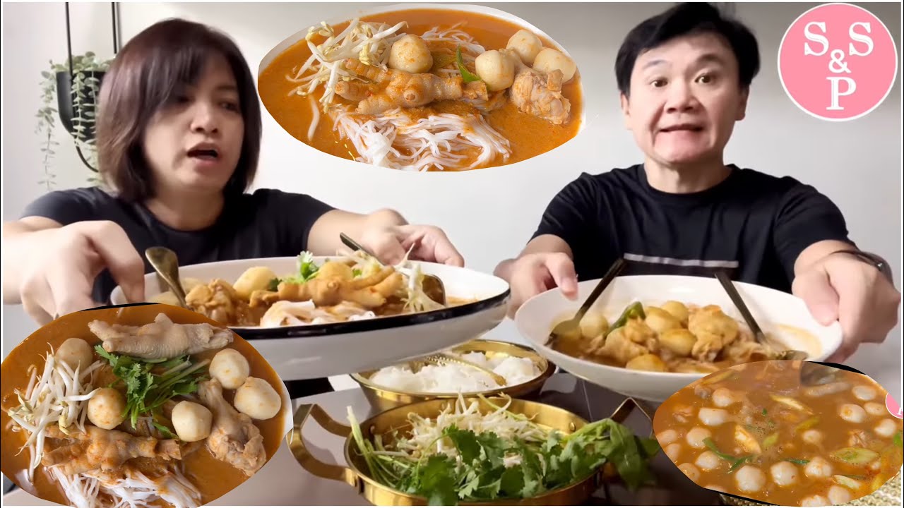 ထိုင်းမုန့်တီ  အုန်းနို့မပါ Thai Rice Noodles with chicken