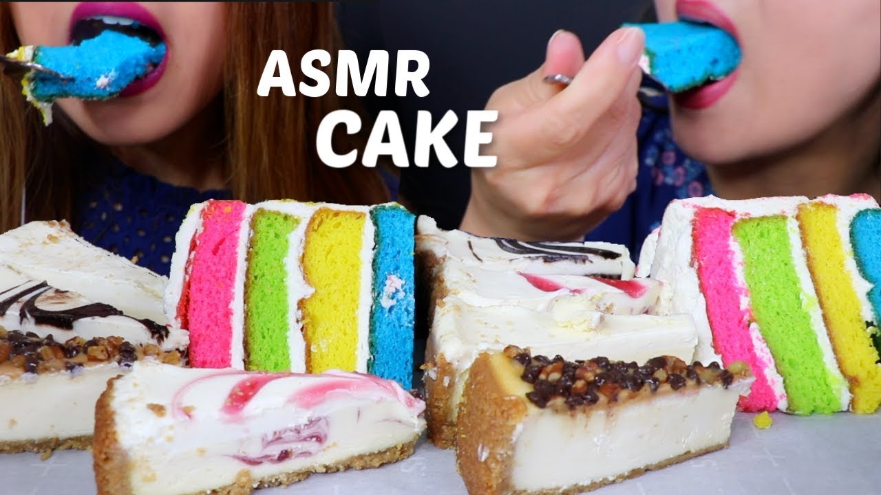 ASMR RAINBOW CAKE + CHEESECAKE 케이크 리얼사운드 먹방 ケーキ| Kim&Liz ASMR