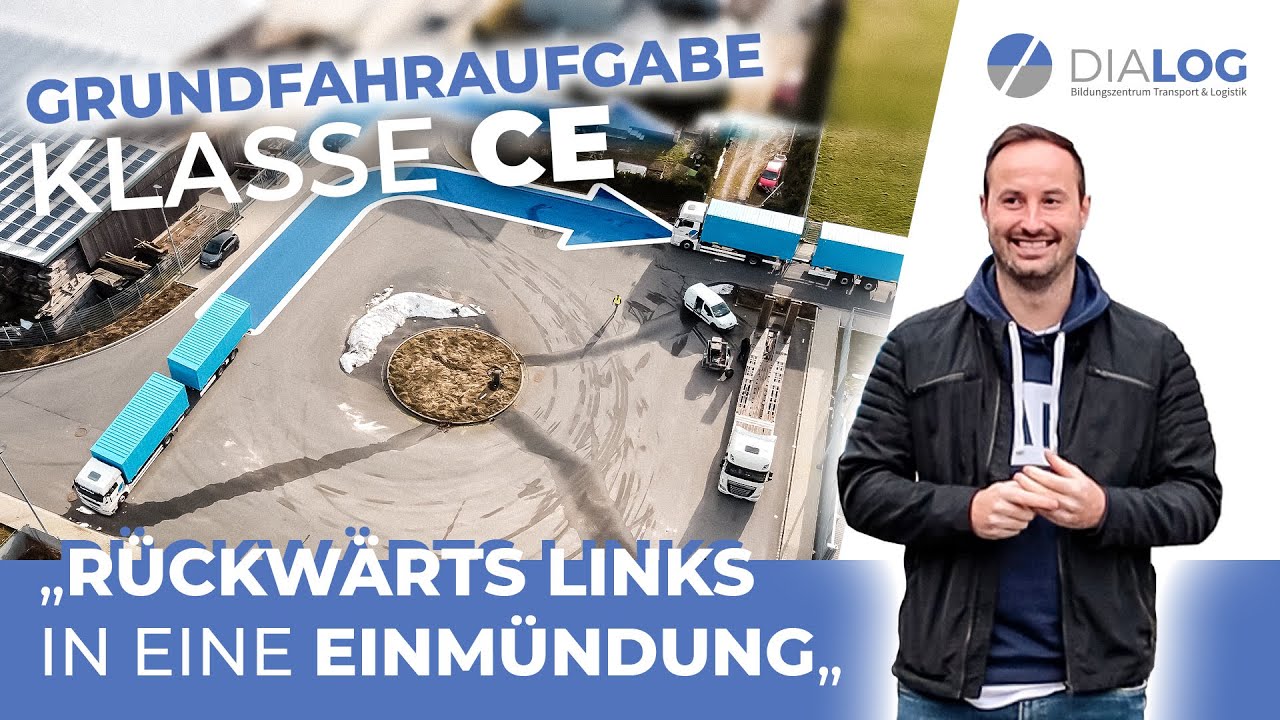 Rückwärts links in eine Einmündung | Grundfahraufgabe Klasse CE Tandemanhänger erklärt | DIALOG BZ
