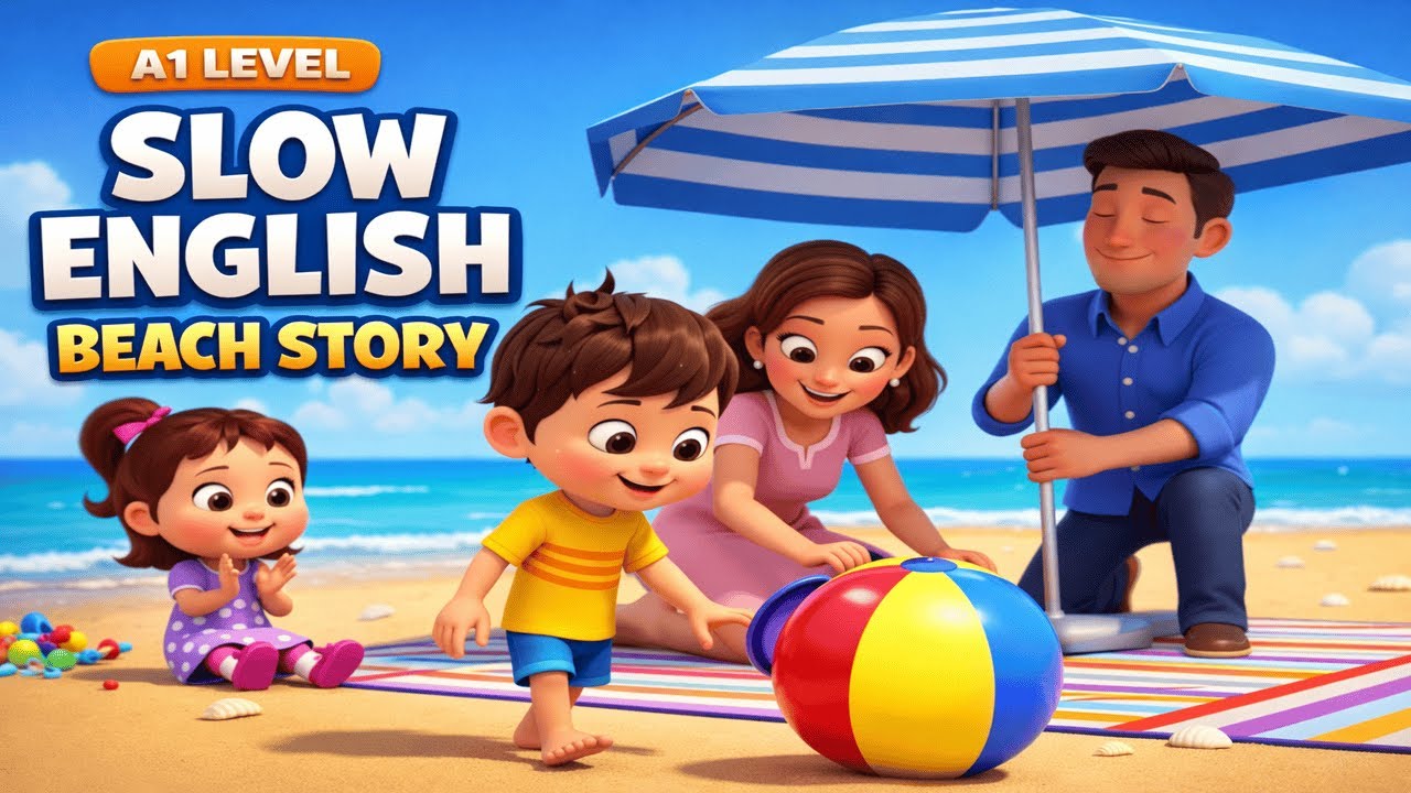 First Day at the Beach | English Listening Practice for Start Learning English (A1 Level)