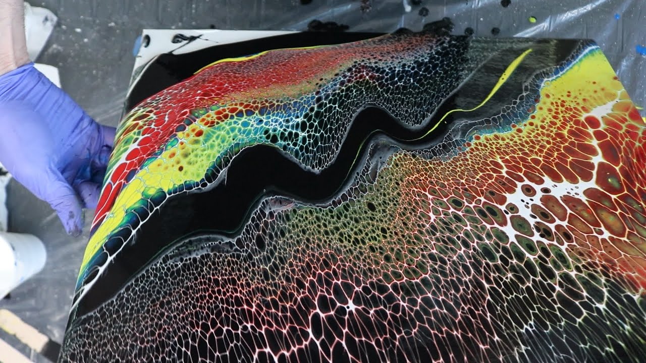 Thick Stripes with Long Swipes acrylic pour