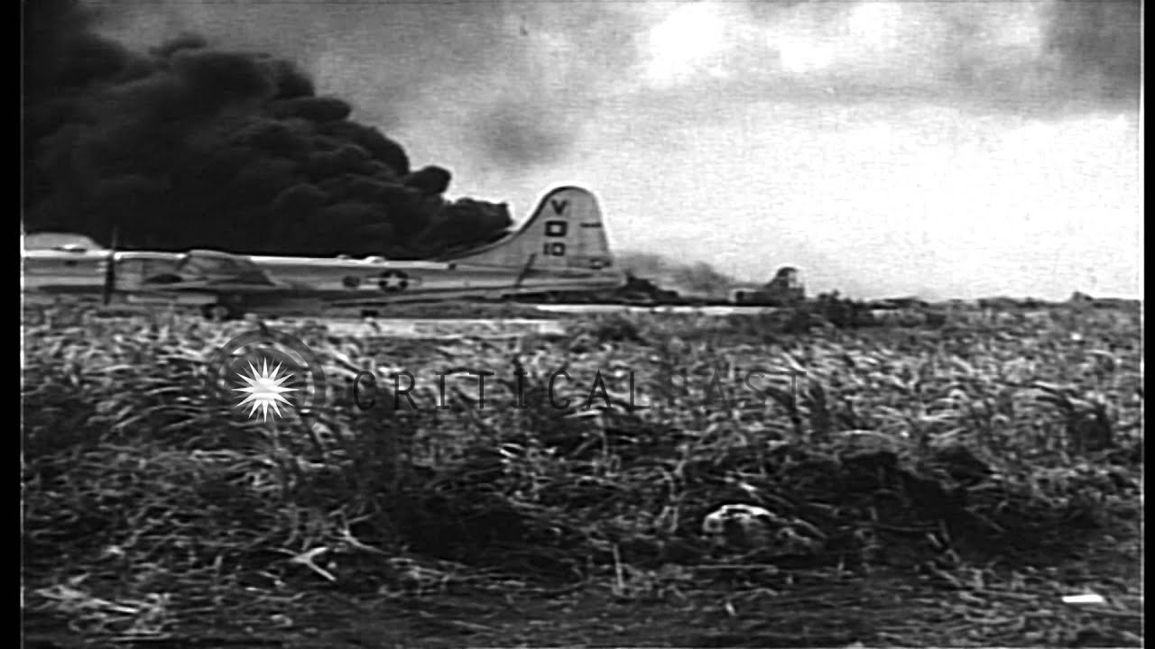 Target areas are bombed by United States aircraft and smoke rises in Tokyo, Japan...HD Stock Footage
