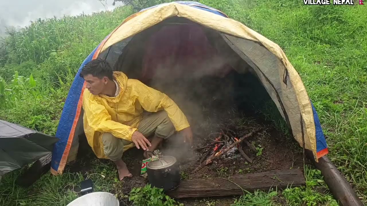 Organic Nepali Mountain Village Life During the Rain | Most Peaceful And Relaxing Shepherd Life |