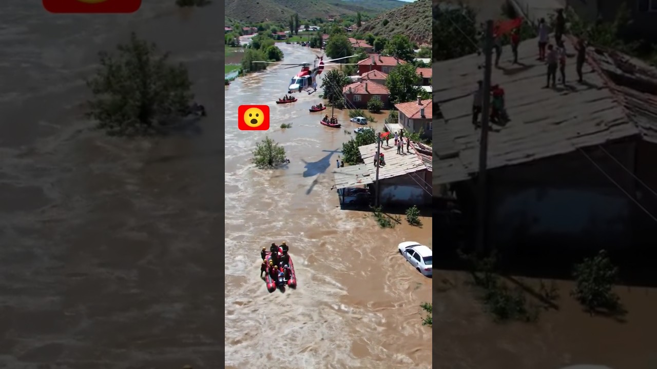 Flood Rescue Operation in Turkish Village | Boats & Helicopters Saving Lives