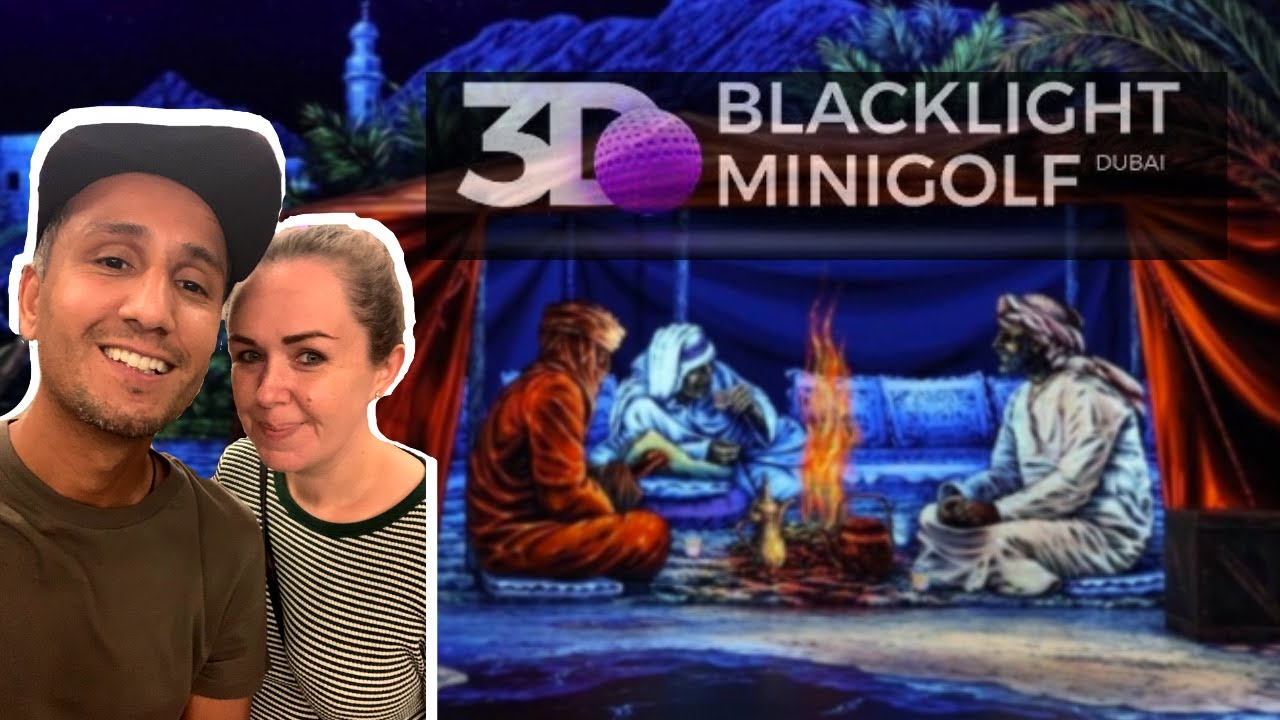 3D Blacklight Minigolf Dubai | The Walk at Jumeirah Beach Residence | Minigolf Dubai match tied 😳