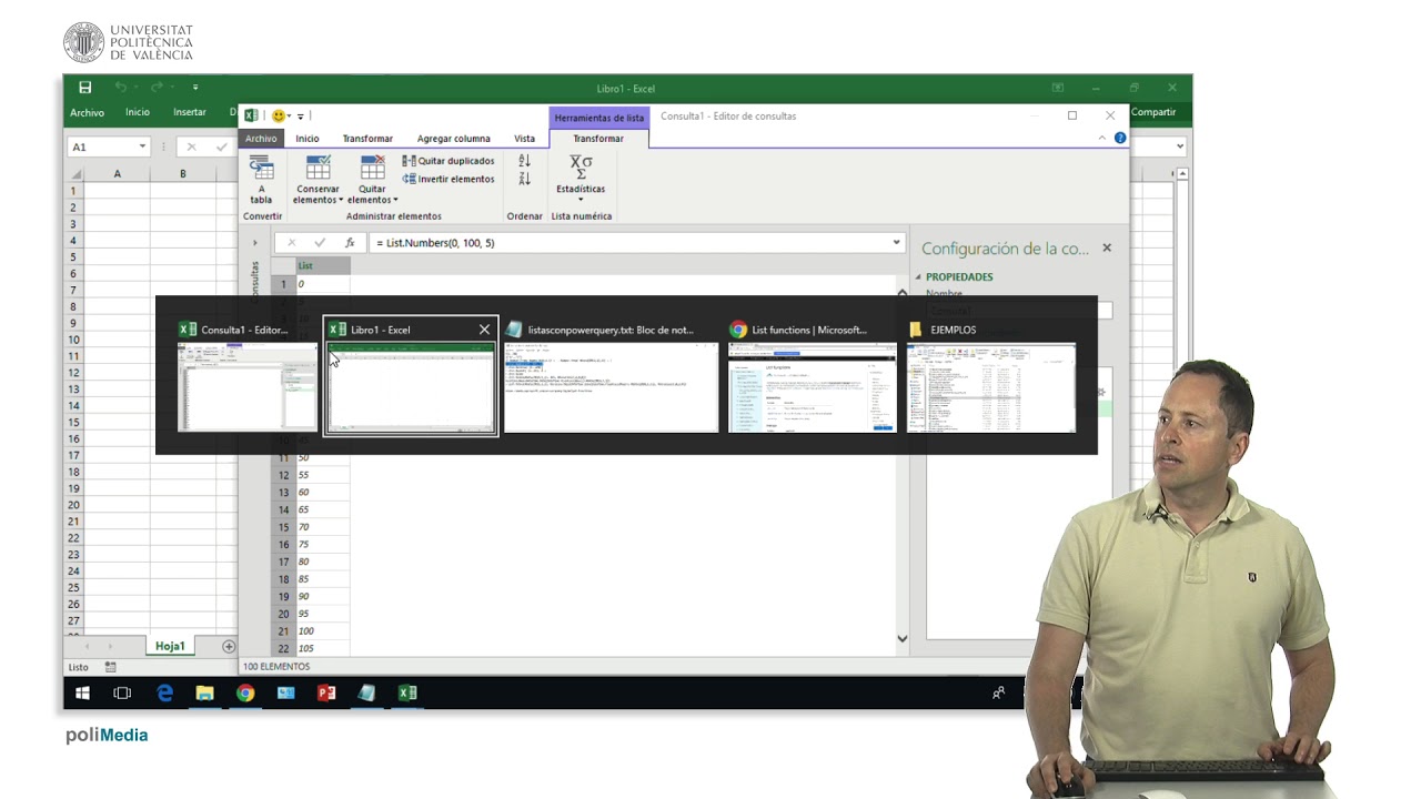 Excel Power Query. Generación de listas |  | UPV