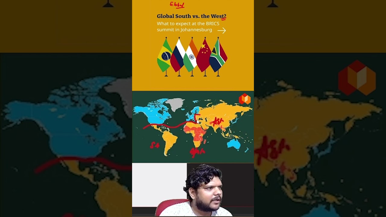 Map:-Global south v/s the west. #brics #globalsouth