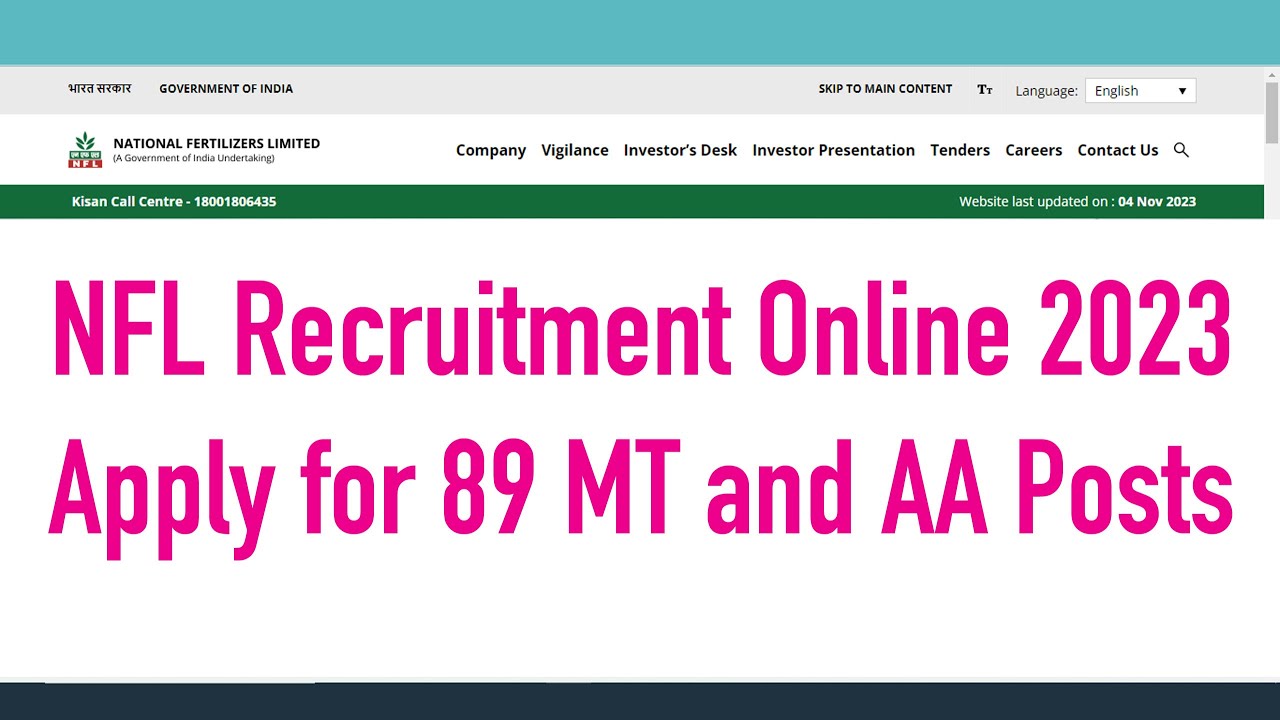 NFL Recruitment Online 2023 | Apply for 89 MT and AA Posts