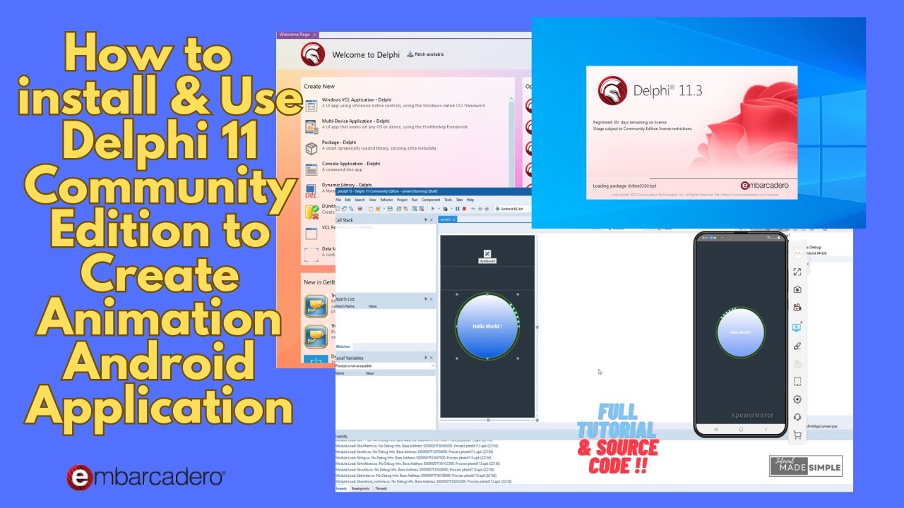Как установить Delphi 11.3 (Alexandira) CE, включая инструменты Eclipse Temurin JDK 11 и Android ...