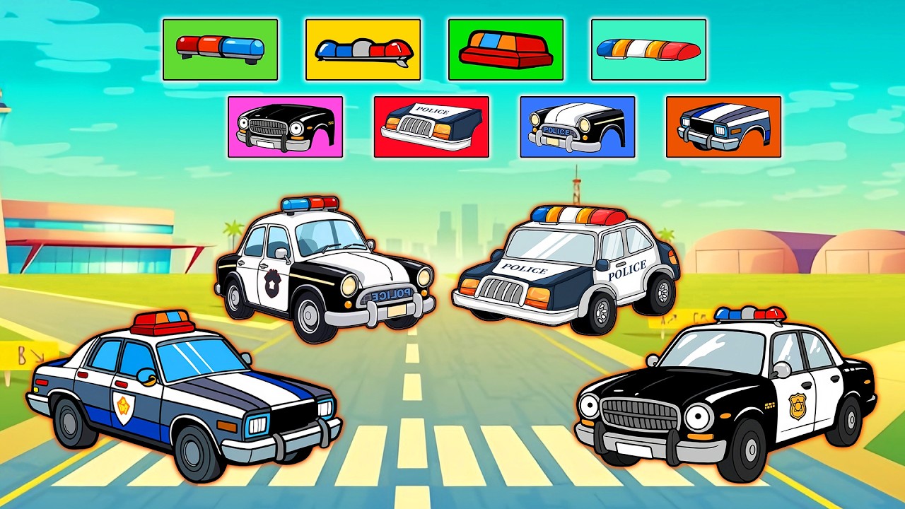 Build the Perfect Police Car! 🚔🚨 | Match the Right Light Bar & Front Parts! | Car Puzzle Challenge