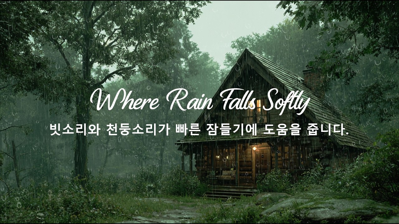 빠르게 잠들 수 있도록 도와주는 빗소리와 천둥소리 - 숲속 지붕에 떨어지는 빗소리