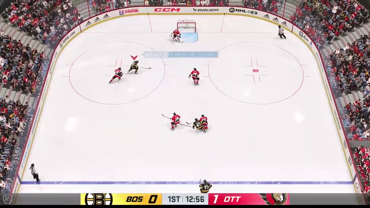 Ракурс камеры сверху в NHL 23