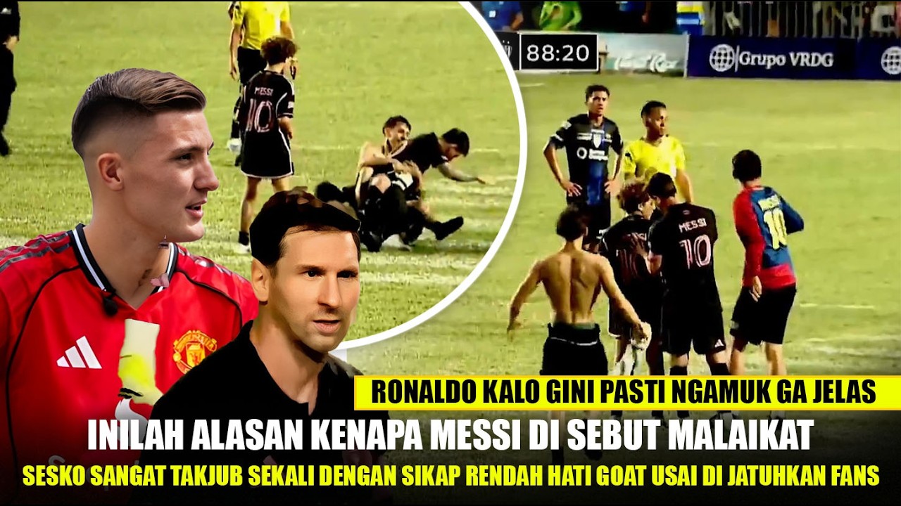 Sesko Terharu!! Lihat Momen Kerendahan Hati Messi usai di Jatuhkan & di Paksa di Peluk Oleh Fans