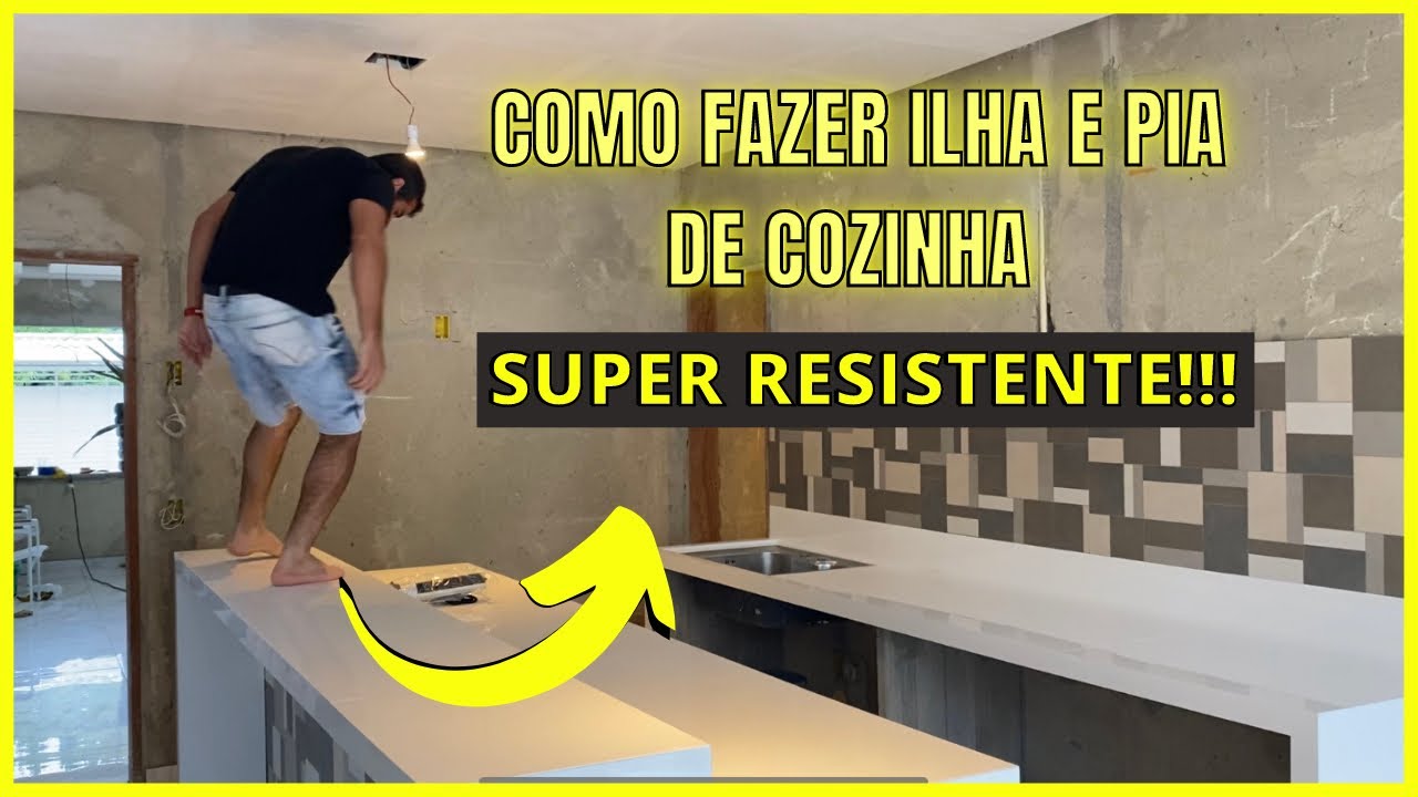 COMO FIZ UMA PIA DE PORCELANATO E UMA ILHA SUPER RESISTENTE (Passo a passo)