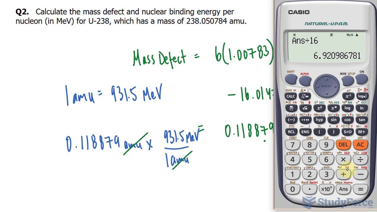 Calculating Mass Defect and Nuclear Binding Energy