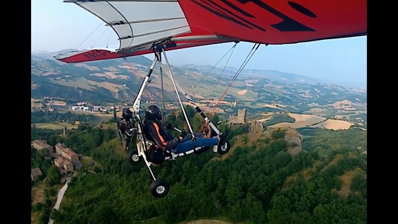 Volo in deltaplano minimale su Pietrarubbia e dintorni. Con piantata motore finale!