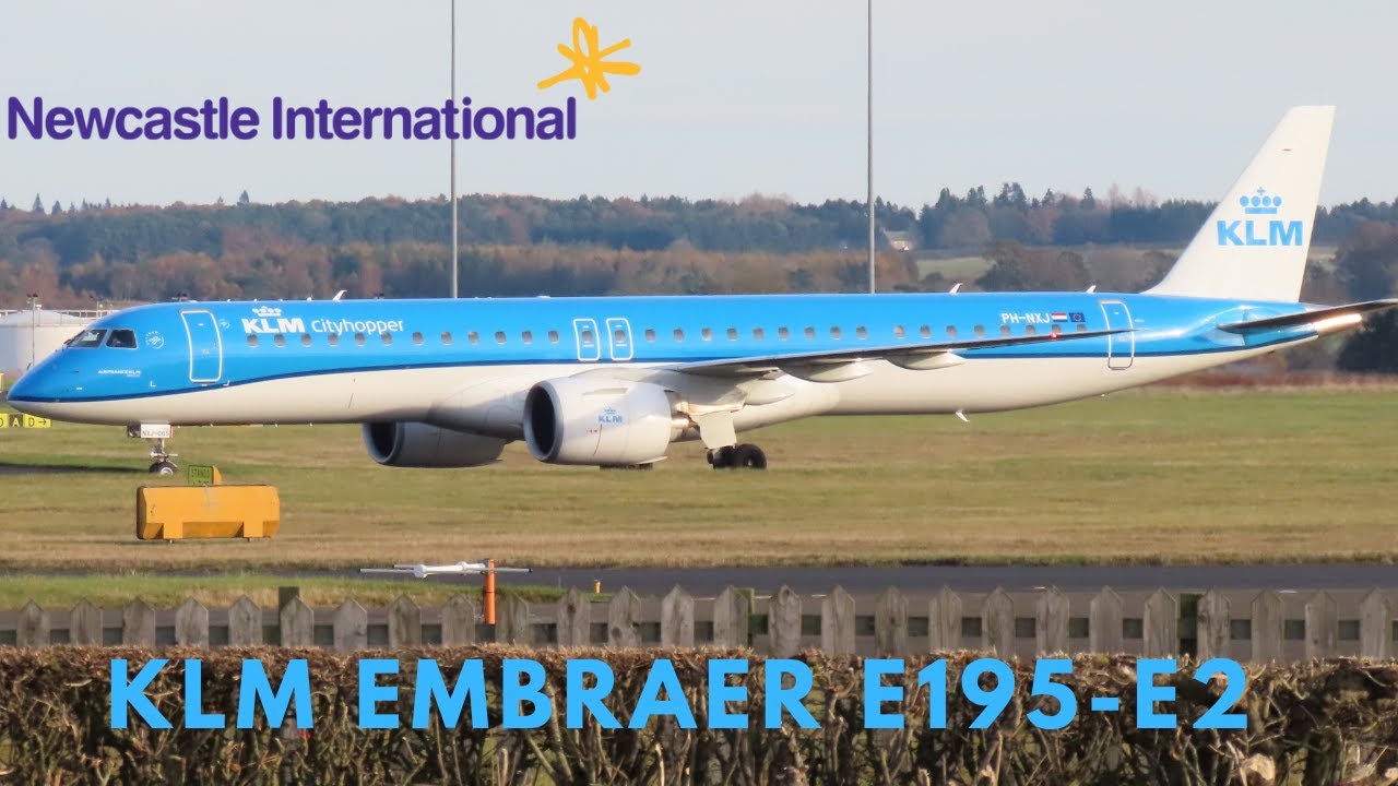 KLM Embraer E195-E2 Arrival and Departure at Newcastle Airport | Pratt & Whitney PW1900G GTF Engines