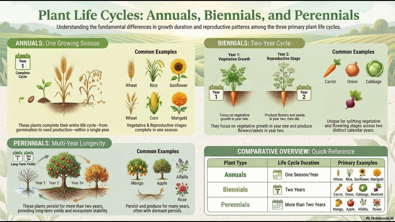 Annuals vs Perennials vs Biennials Explained | Complete Plant Life Cycle Guide