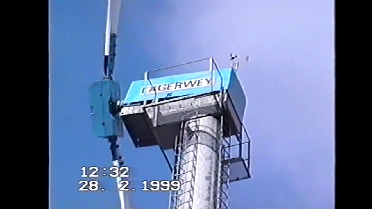 Old twin-bladed wind turbine Lagerwey LW 15/75 Recorded in February 1999