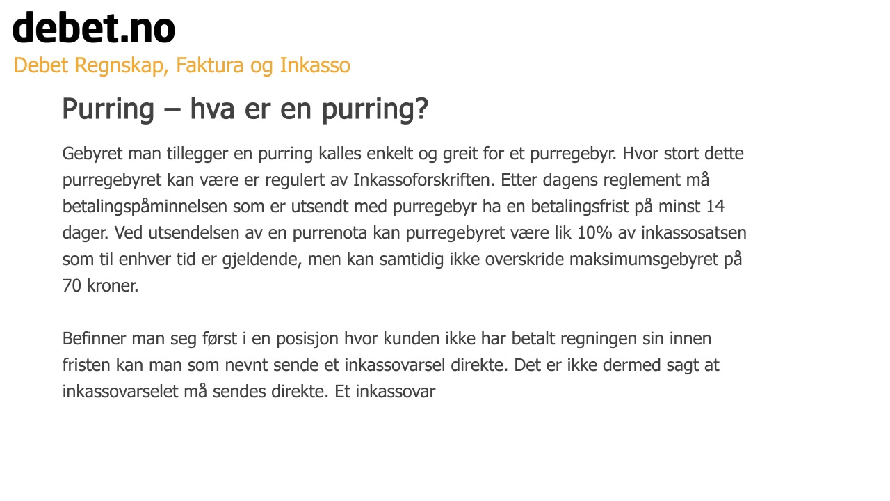 Purring – hva er en purring? - Debet Faktura - Gratis fakturaprogram
