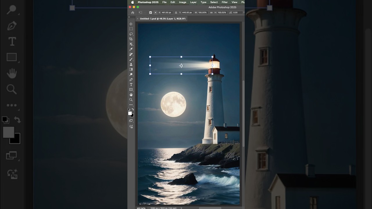 Create Realistic Light Beam in Photoshop! 🔥 #shorts