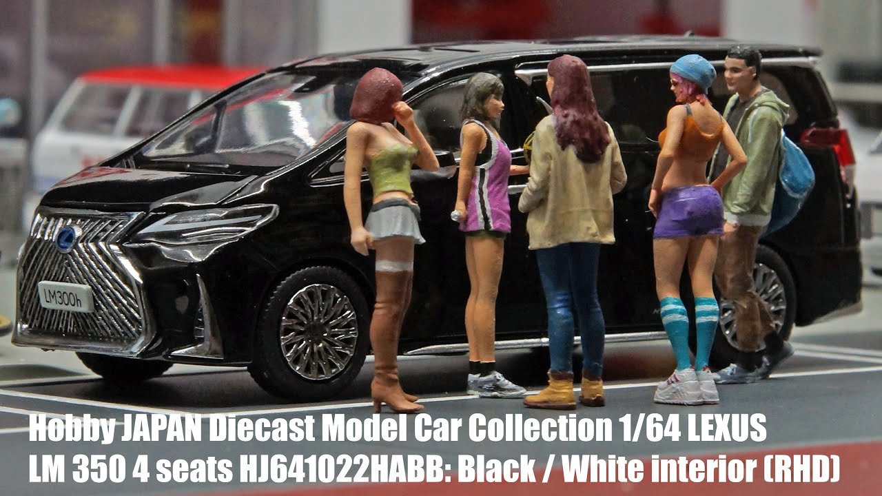 Hobby JAPAN 1/64 Diecast Model Car LEXUS LM350 4 seats HJ641022HABB:Black/White interior (RHS)