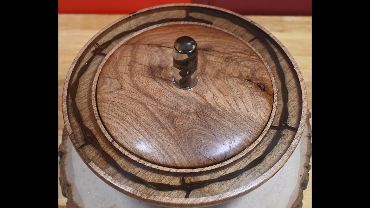 Mesquite Bowl with Barbed wire inlay