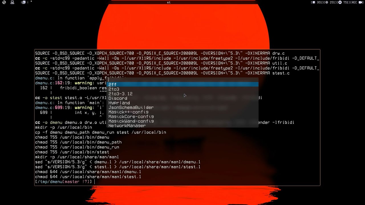 Watch me as I patch the latest release of Dmenu 5.3.