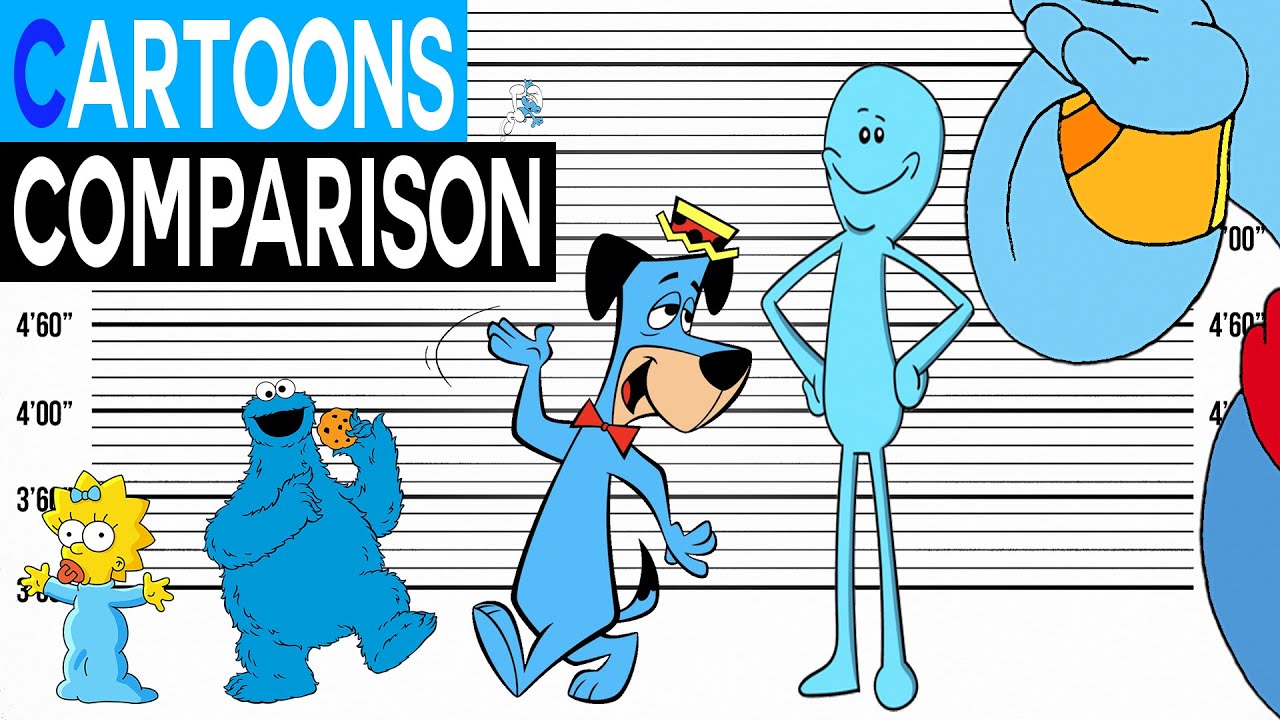 Blue Cartoon Character Size Comparison | Cartoon Character Heights