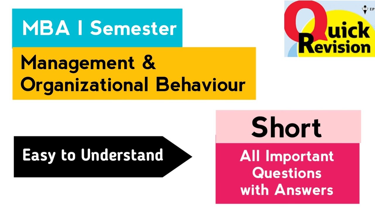 Management & Organizational Behaviour Important Short Questions Quick Revision 2025 MBA I 1st Sem OU