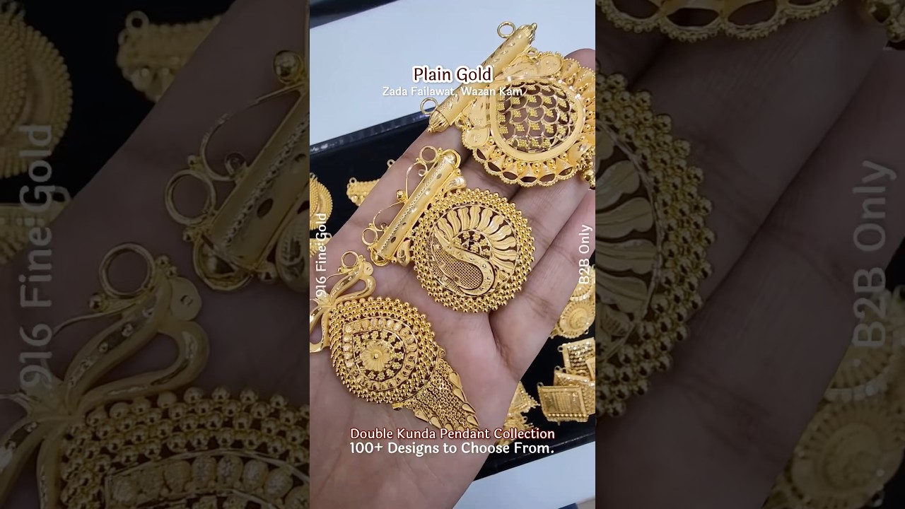 B2B Sales Only. 22K Double Kunda Pendants by SRJ. For more info. 9565555557 #goldpendantset #viral