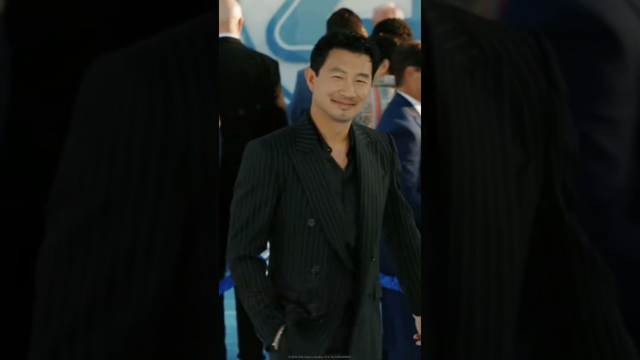 Simu Liu looking on point at #TheFantasticFour blue carpet!