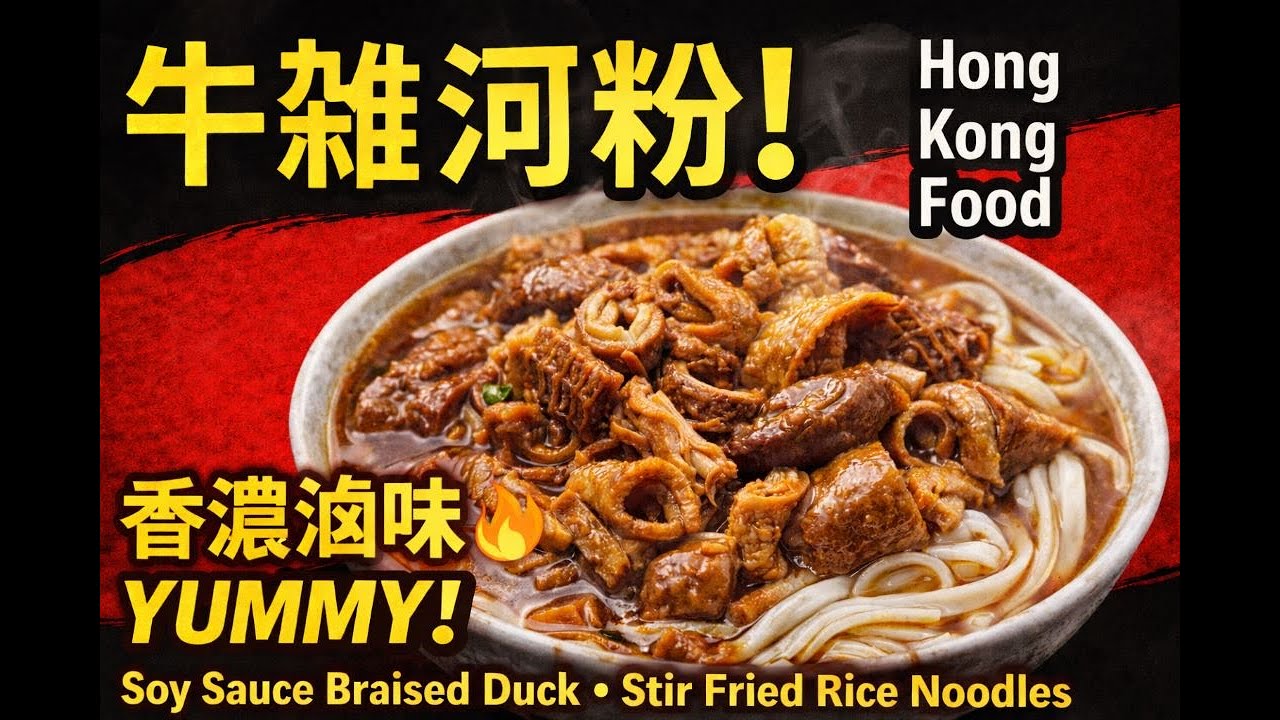 Hong Kong Food – Offal Stew Noodles YUMMY! 🍜 牛雜滷味河粉 香濃惹味！