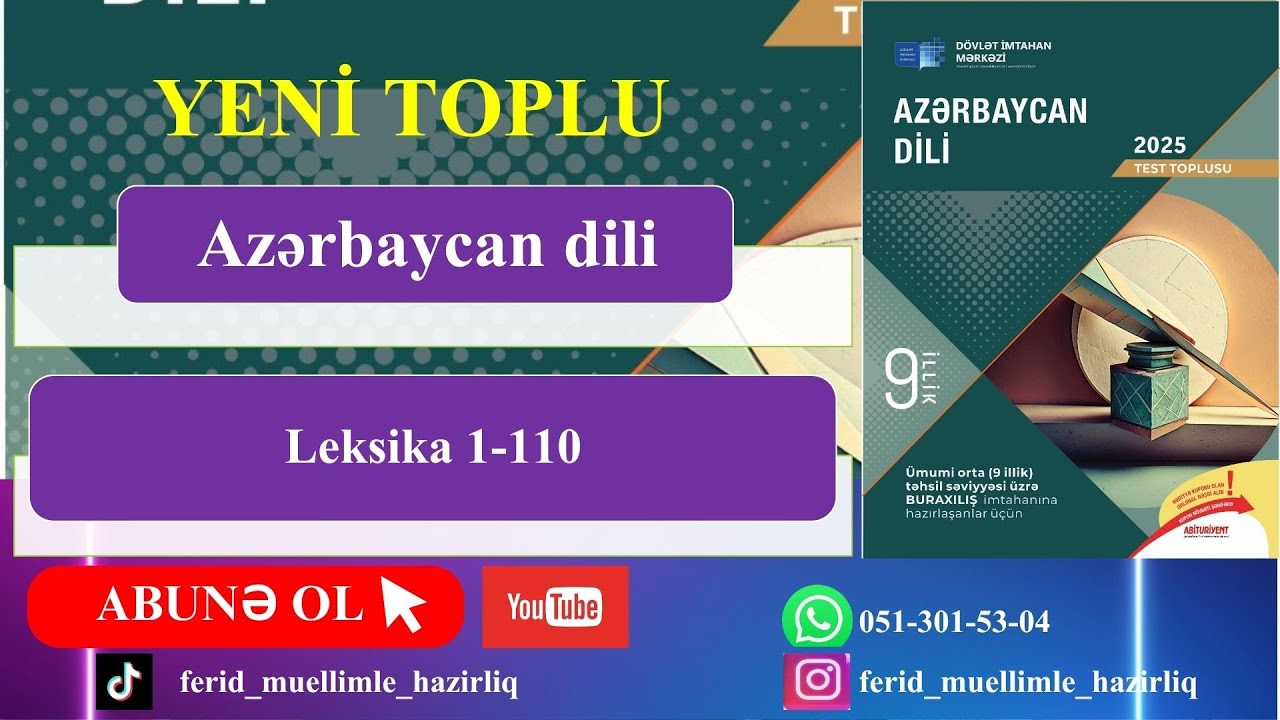 Leksika 1-110 | 9 illik Yeni Toplu 2025 | DİM Azərbaycan dili test toplu 2025
