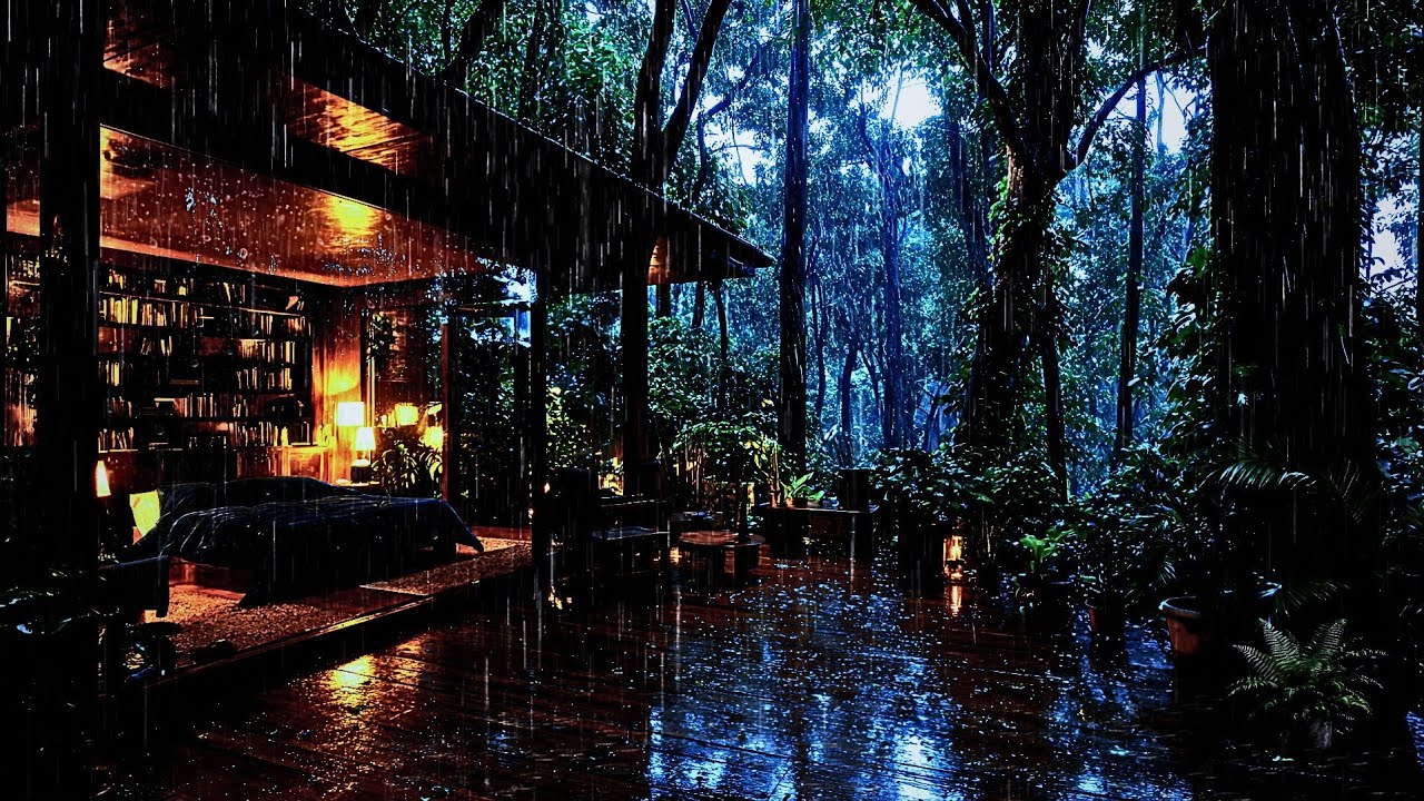 Deep Sleep Rain Sounds 🌧️ | Cozy Cabin in the Forest at Night 🏡🌲