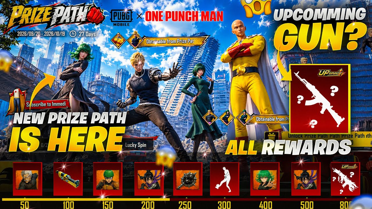 New Prize Path is Here |  Upgradable Skins & All Characters | Free Outfits | PUBGM 