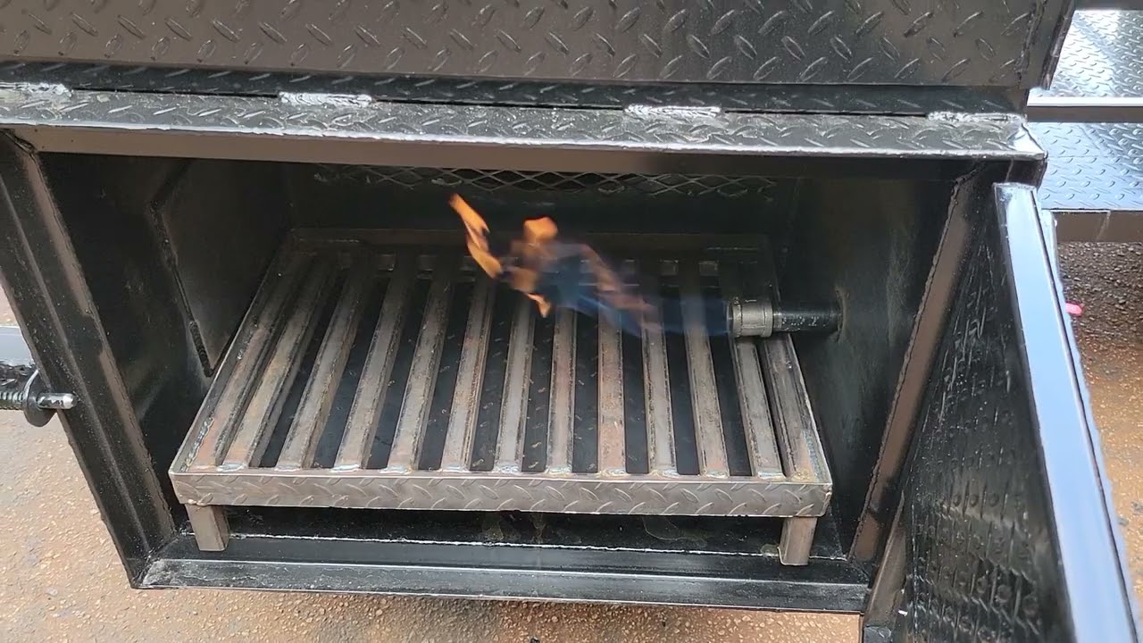 Propane Assist Insulated Firebox Removable Grate bbq smoker grill trailers for sale rentals service