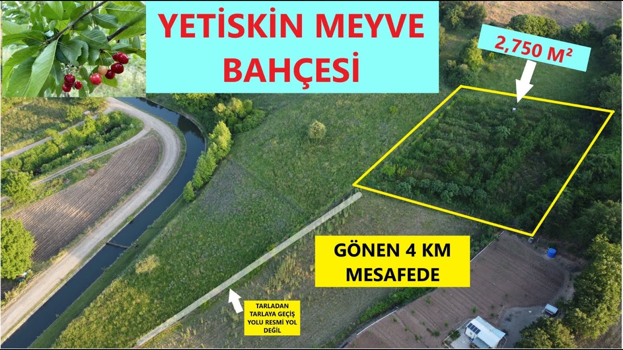 GÖNEN'E 3 KM MESAFEDE YETİŞKİN MEYVE BAHÇESİ- SUYU İÇİNDE- KORUNAKLI- MANZARALI