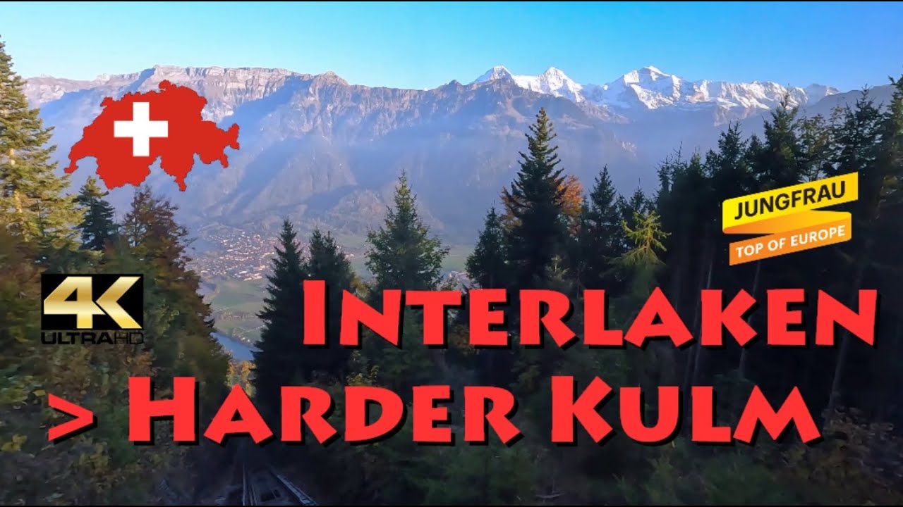 CABRIDE 4K 🇨🇭 CH Interlaken Harderbahn - Harder Kulm / Panorama-Standseilbahn Jungfrau - Switzerland