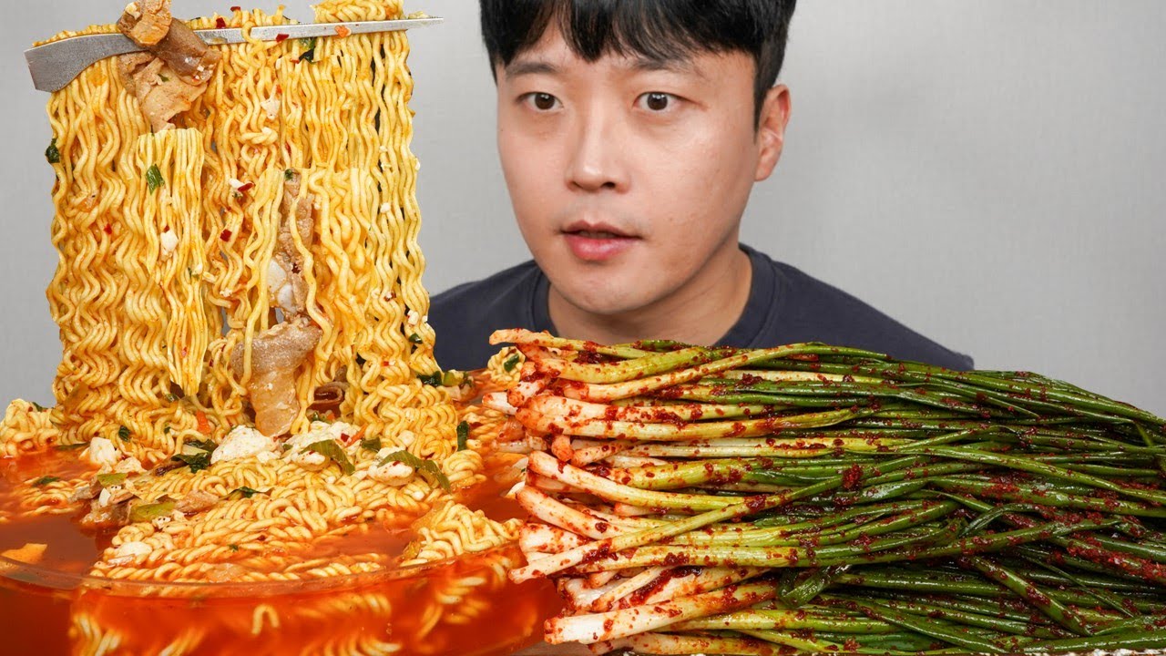 [와차밥] 🔥🔥대패순두부열라면 막담근 파김치 먹방 Green Onion Kimchi & Spicy Ramen ASMR MUKBANG REAL SOUND EATING