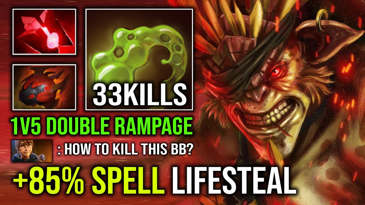 WTF 10Min Scepter Can't Kill Mid Bristleback 1K GPM Double Rampage 85% Spell Lifesteal Dota 2