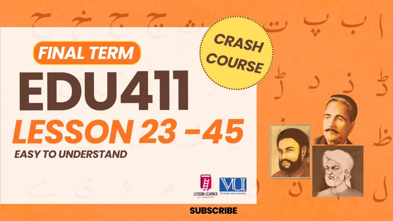 EDU-411 | Final Term Preparation | Lessons 23–45 | Virtual University | Crash Course